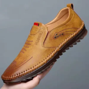 Men breathable leather loafers
